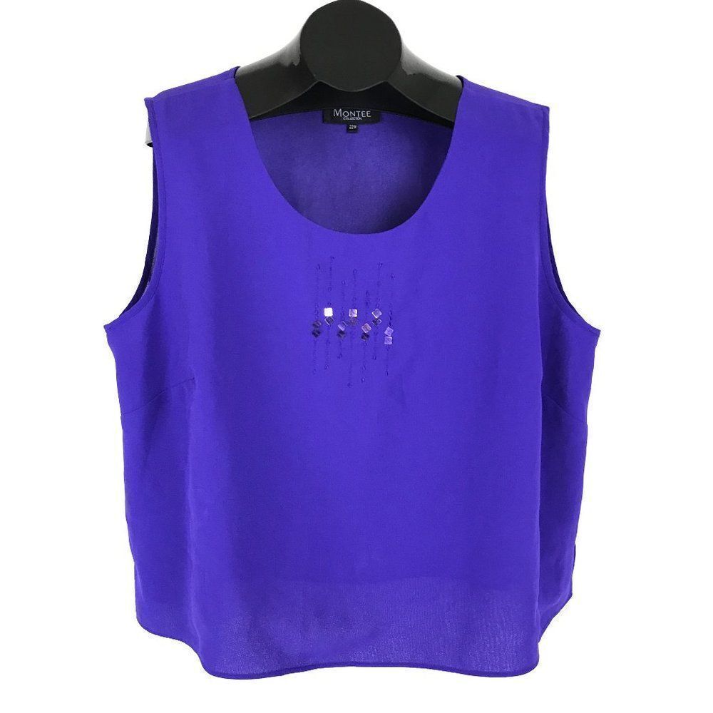 Montee Collection Embellished Sleeveless Blouse Women’s Plus Size 22W Purple